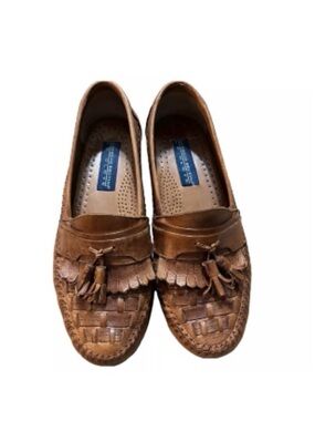 Giorgio Brutini Womens Brown Woven Tassel Loafers